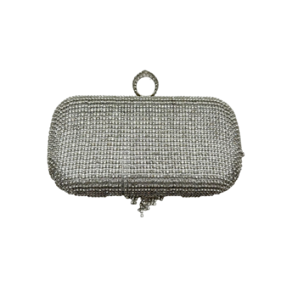 Mini fringed and diamond-encrusted dinner bag