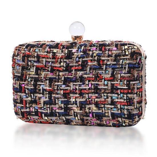 Tweed woven evening clutch bag