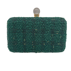 Tweed woven evening clutch bag