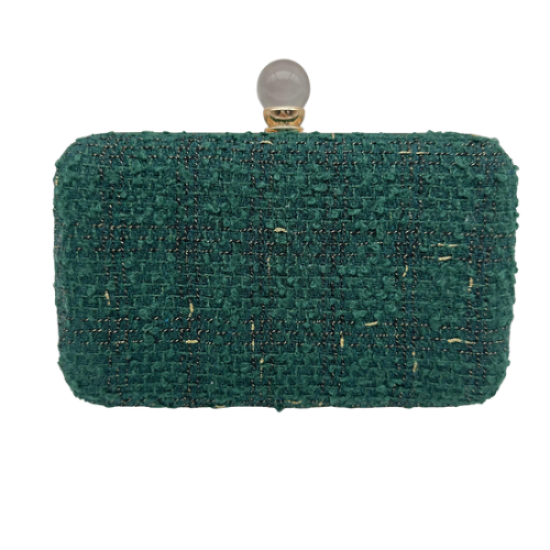 Tweed woven evening clutch bag