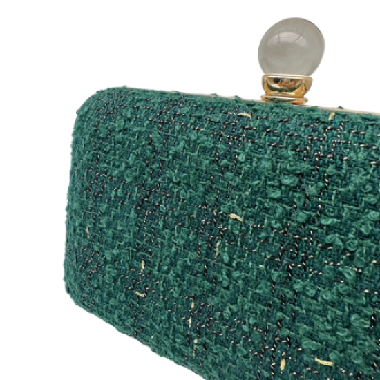 Tweed woven evening clutch bag