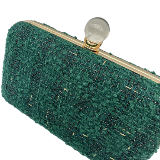 Tweed woven evening clutch bag