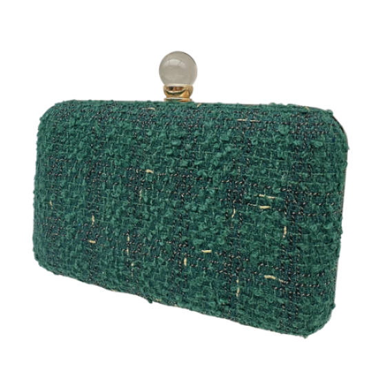 Tweed woven evening clutch bag