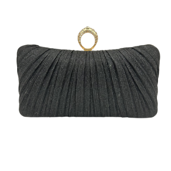 Black Pleats holding a party bag