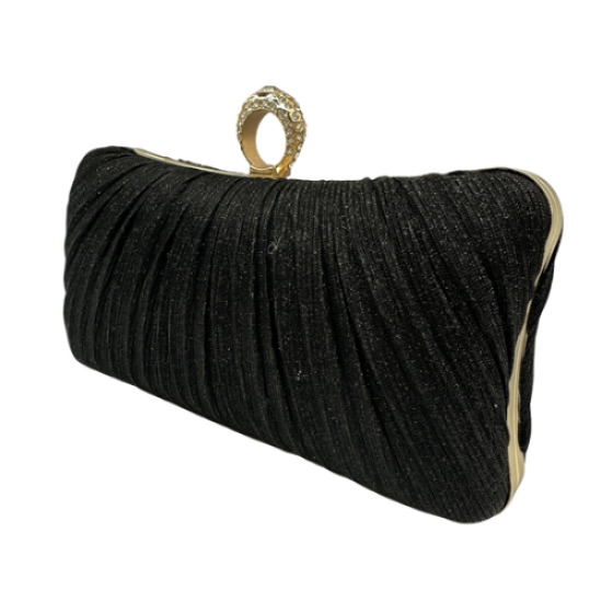 Black Pleats holding a party bag