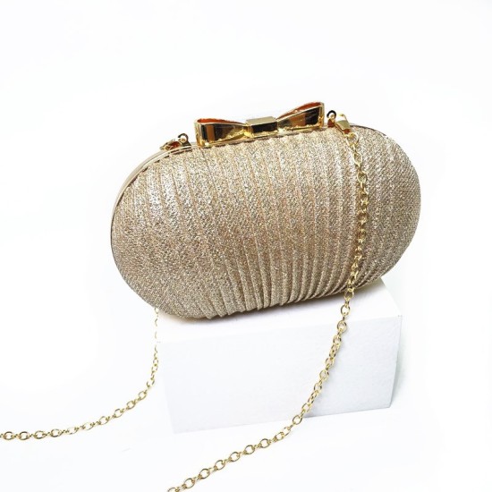 golden Pleated Butterfly Goose Egg Dinner Bag