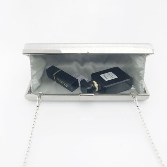 silver PU cross-body one shoulder solid color bag