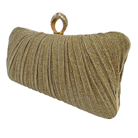 champagne Pleats holding a party bag