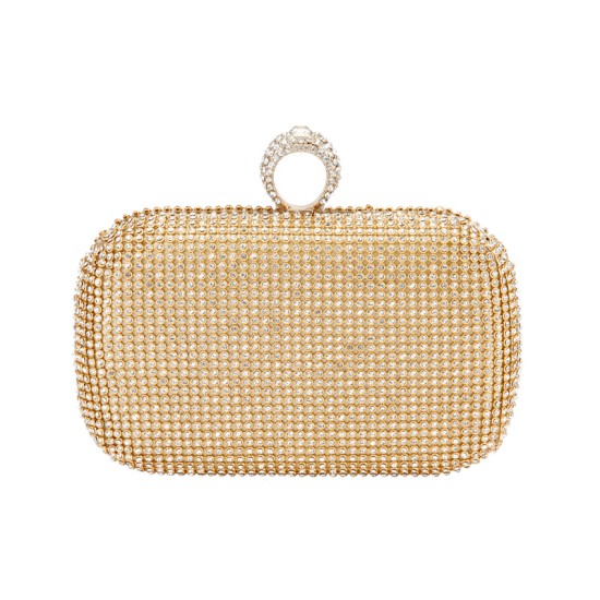 Golden Diamond-encrusted rhinestone hand bag