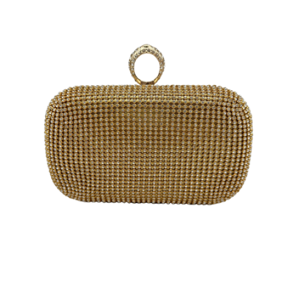 Golden Diamond-encrusted rhinestone hand bag