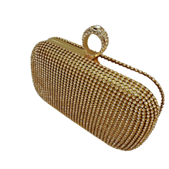 Golden Diamond-encrusted rhinestone hand bag