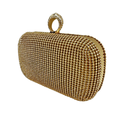 Golden Diamond-encrusted rhinestone hand bag