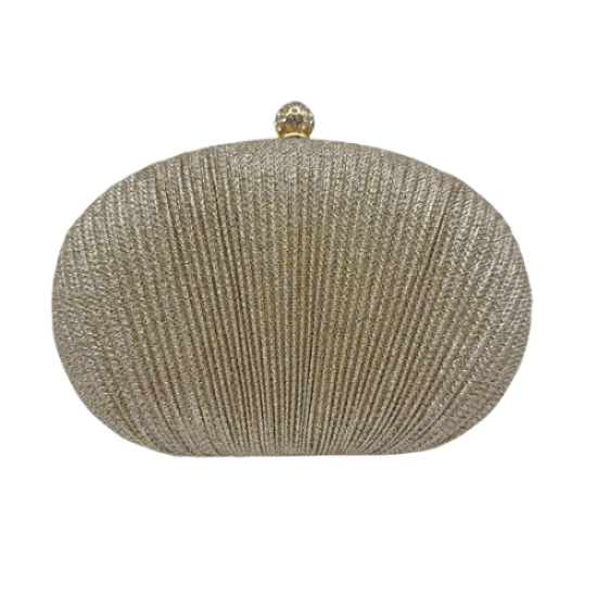 Golden Pleated sequin clutch bag