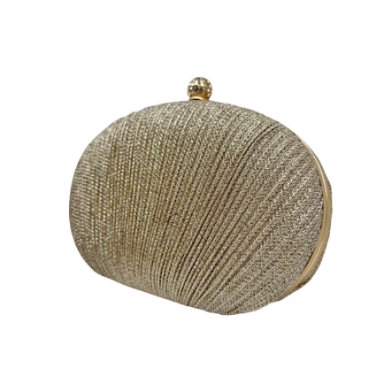 Golden Pleated sequin clutch bag