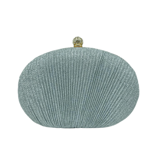 Silver Pleated sequin clutch bag