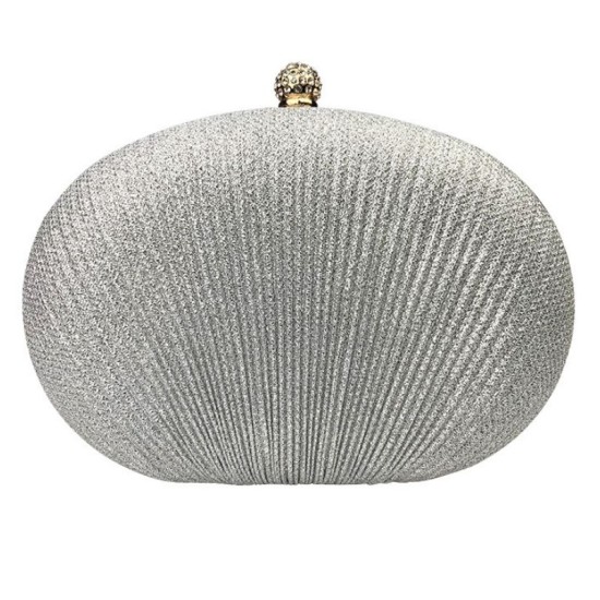 Silver Pleated sequin clutch bag