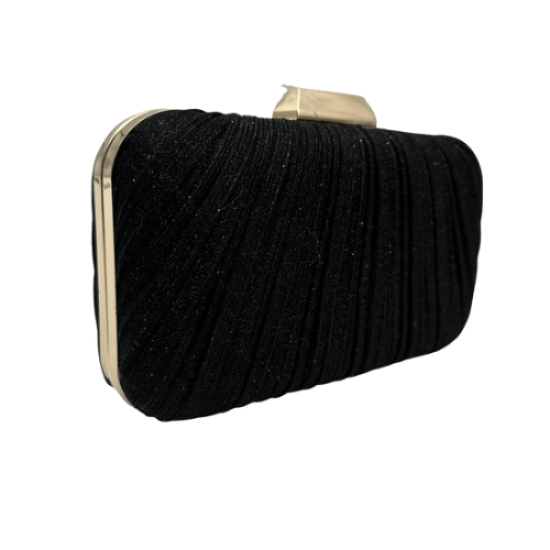 Black Fine Shimmer Pleated party bag