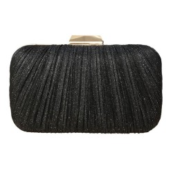 Black Fine Shimmer Pleated party bag